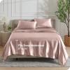 imageBare Home King Poly Satin Sheet Set  Luxury Soft and Smooth Satin  for Hair and Skin  Breathable  Similar to Silk  Deep Pocket up to 15  Bedding Sheet Set King Grey05  Blush