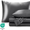 imageBare Home King Poly Satin Sheet Set  Luxury Soft and Smooth Satin  for Hair and Skin  Breathable  Similar to Silk  Deep Pocket up to 15  Bedding Sheet Set King Grey03  Grey