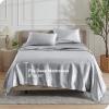 imageBare Home King Poly Satin Sheet Set  Luxury Soft and Smooth Satin  for Hair and Skin  Breathable  Similar to Silk  Deep Pocket up to 15  Bedding Sheet Set King Grey04  Silver
