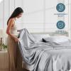 imageBare Home King Poly Satin Sheet Set  Luxury Soft and Smooth Satin  for Hair and Skin  Breathable  Similar to Silk  Deep Pocket up to 15  Bedding Sheet Set King Grey04  Silver