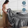 imageBare Home King Poly Satin Sheet Set  Luxury Soft and Smooth Satin  for Hair and Skin  Breathable  Similar to Silk  Deep Pocket up to 15  Bedding Sheet Set King Grey03  Grey
