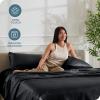 imageBare Home King Poly Satin Sheet Set  Luxury Soft and Smooth Satin  for Hair and Skin  Breathable  Similar to Silk  Deep Pocket up to 15  Bedding Sheet Set King Grey02  Black