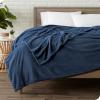 imageBare Home Flannel Fitted Sheet with Microplush Fleece Blanket Bundle Twin XL Dark Blue