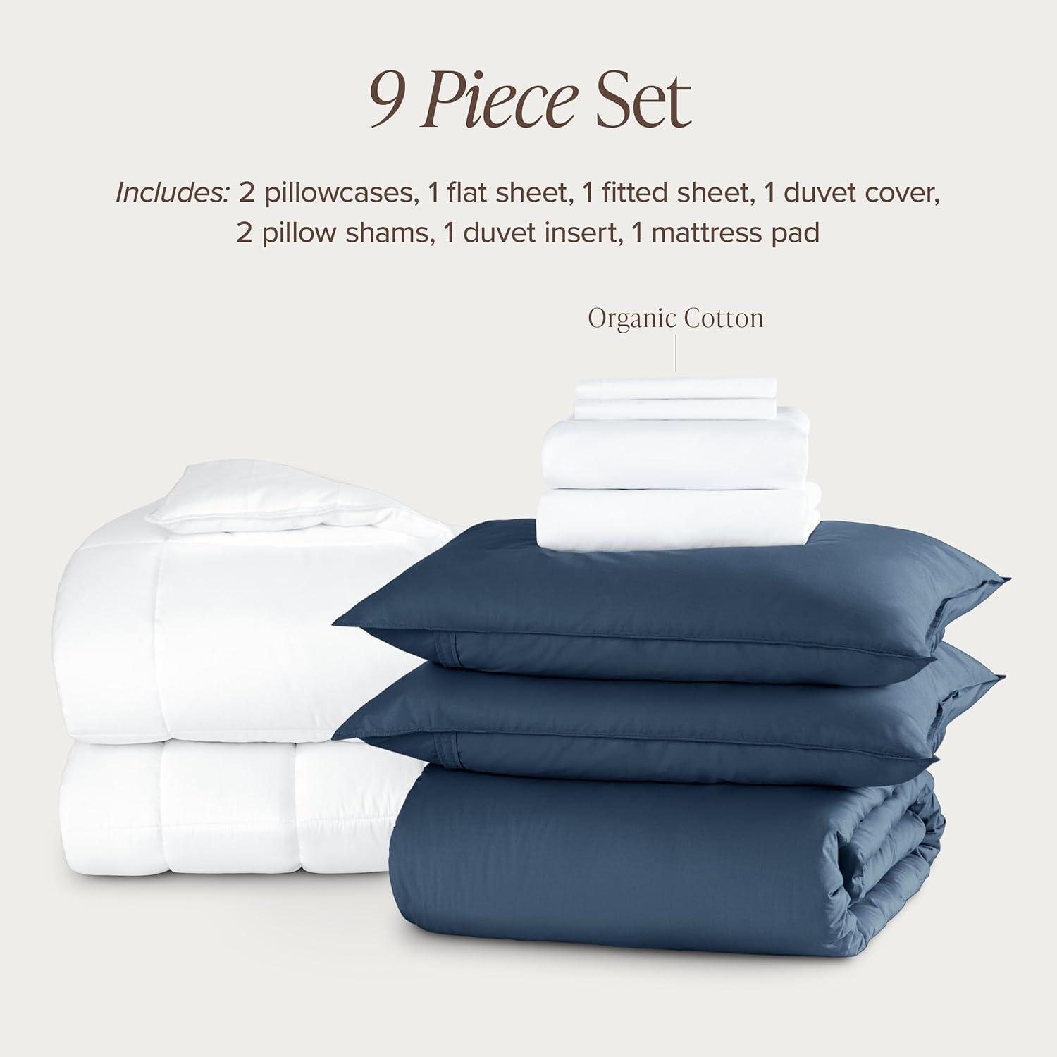 imageBare Home Apartment Ready Organic Cotton Percale Duvet Bundle  Twin XL  7 Pieces Including Duvet Cover Set with Insert Sheet Set ampamp Mattress Pad  Lightweight ampamp Breathable  Twin XL Dusty Purple06  Bering Sea
