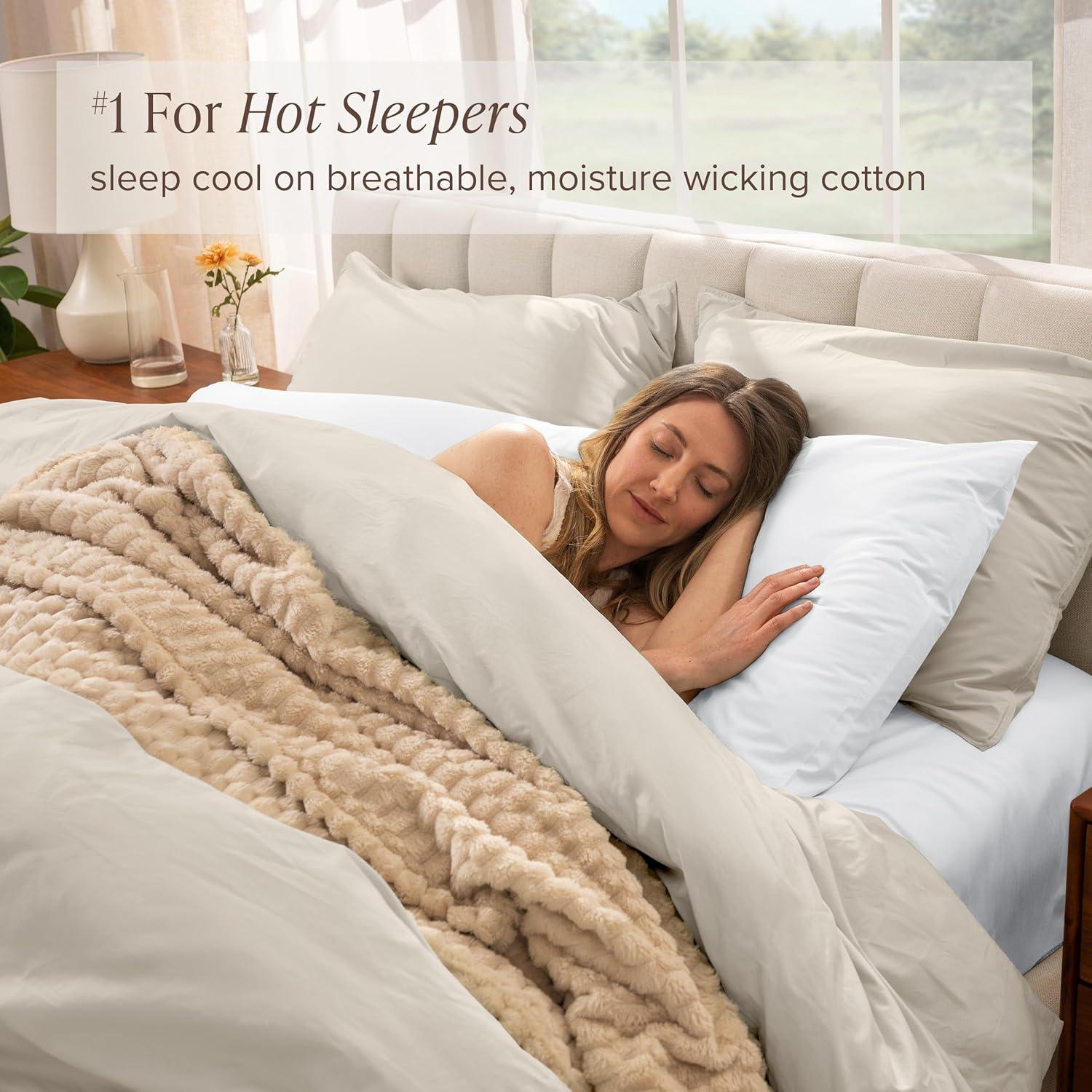 imageBare Home Apartment Ready Organic Cotton Percale Duvet Bundle  Twin XL  7 Pieces Including Duvet Cover Set with Insert Sheet Set ampamp Mattress Pad  Lightweight ampamp Breathable  Twin XL Dusty Purple04  French Beige