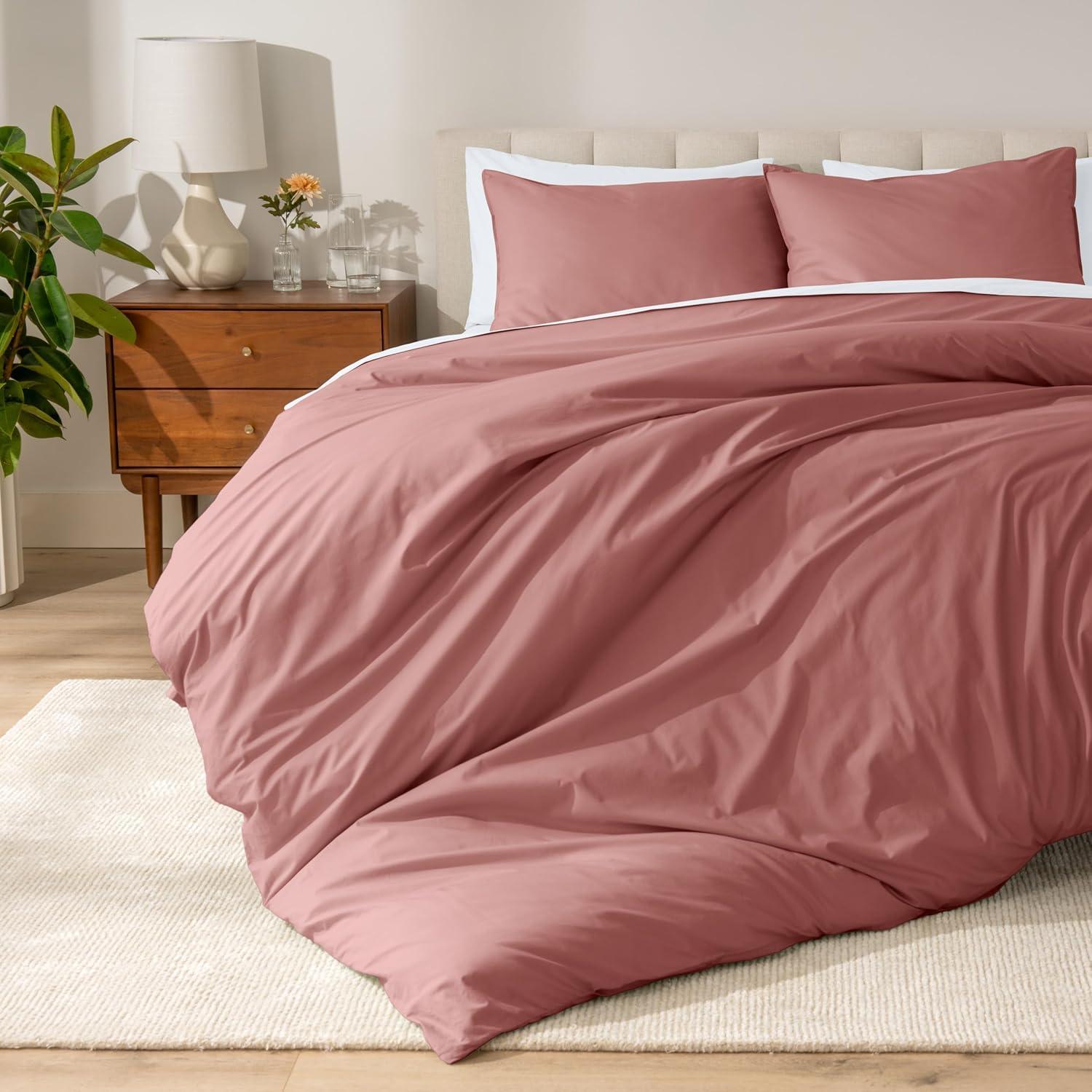 imageBare Home Apartment Ready Organic Cotton Percale Duvet Bundle  Twin XL  7 Pieces Including Duvet Cover Set with Insert Sheet Set ampamp Mattress Pad  Lightweight ampamp Breathable  Twin XL Dusty Purple11  Dusty Rose