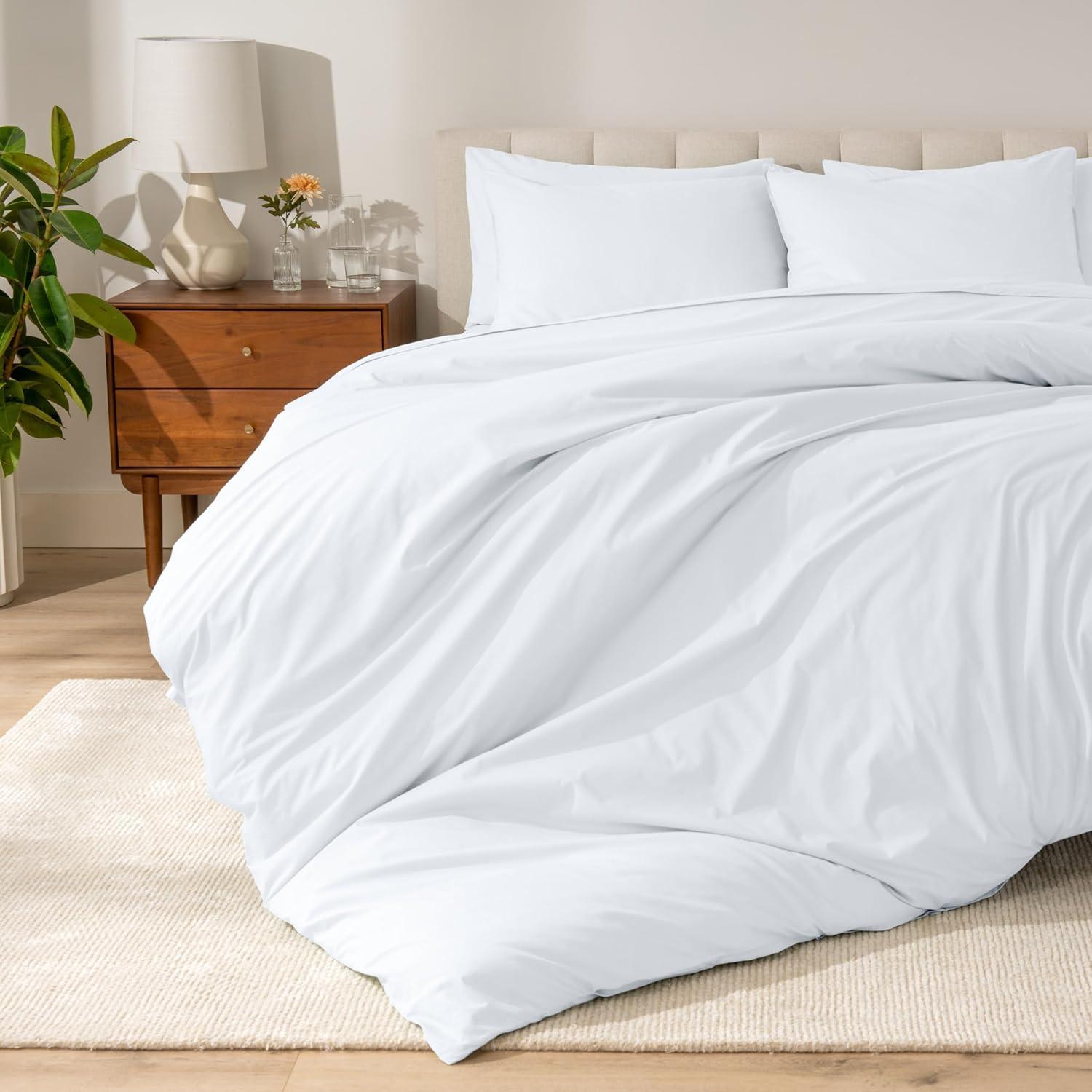 imageBare Home Apartment Ready Organic Cotton Percale Duvet Bundle  Twin XL  7 Pieces Including Duvet Cover Set with Insert Sheet Set ampamp Mattress Pad  Lightweight ampamp Breathable  Twin XL Dusty Purple01  White