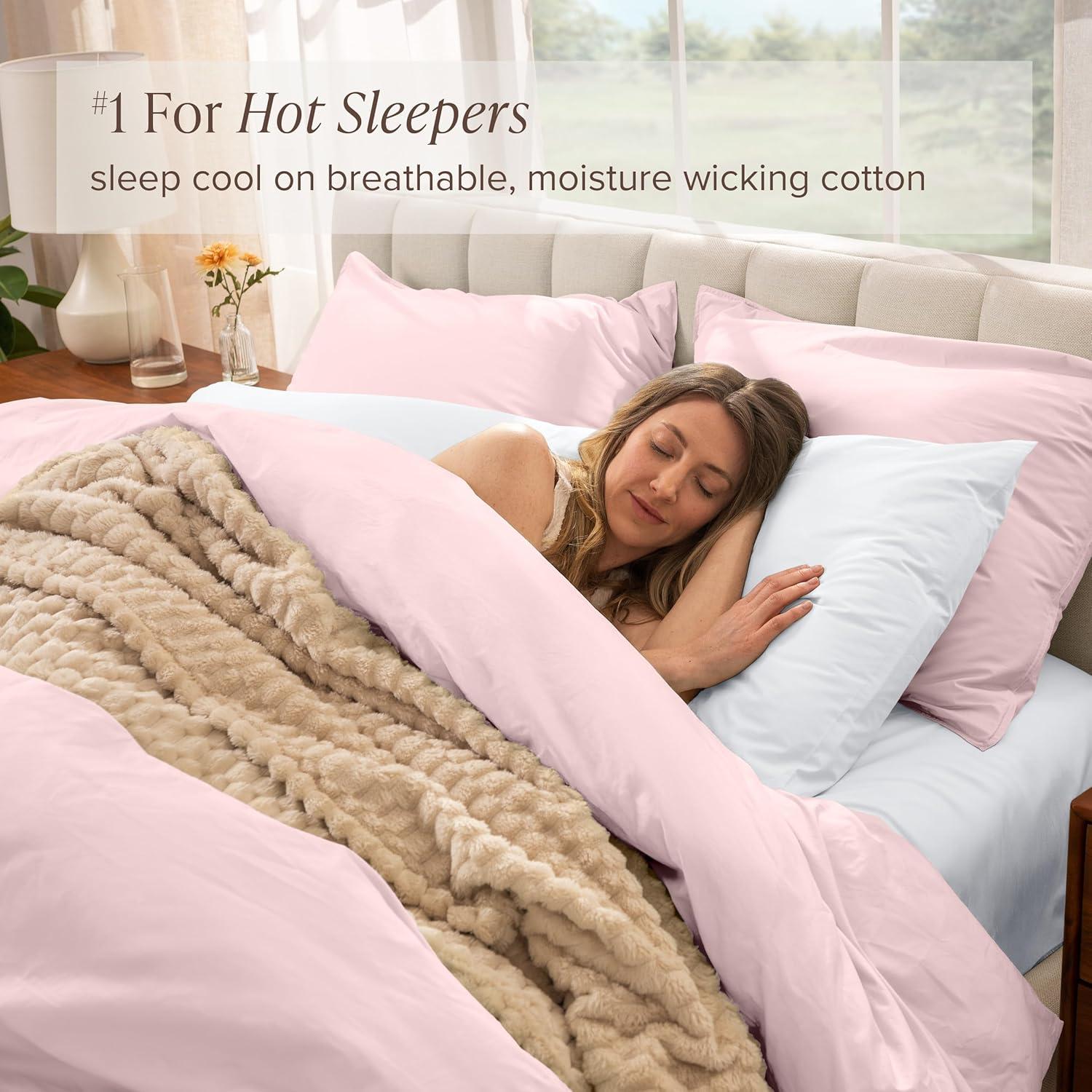 imageBare Home Apartment Ready Organic Cotton Percale Duvet Bundle  Twin XL  7 Pieces Including Duvet Cover Set with Insert Sheet Set ampamp Mattress Pad  Lightweight ampamp Breathable  Twin XL Dusty Purple12  Dusty Pink