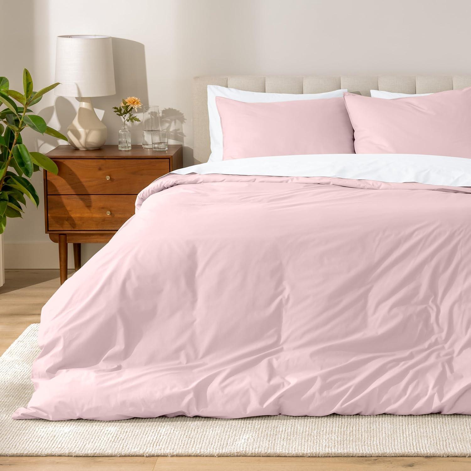 imageBare Home Apartment Ready Organic Cotton Percale Duvet Bundle  Twin XL  7 Pieces Including Duvet Cover Set with Insert Sheet Set ampamp Mattress Pad  Lightweight ampamp Breathable  Twin XL Dusty Purple12  Dusty Pink
