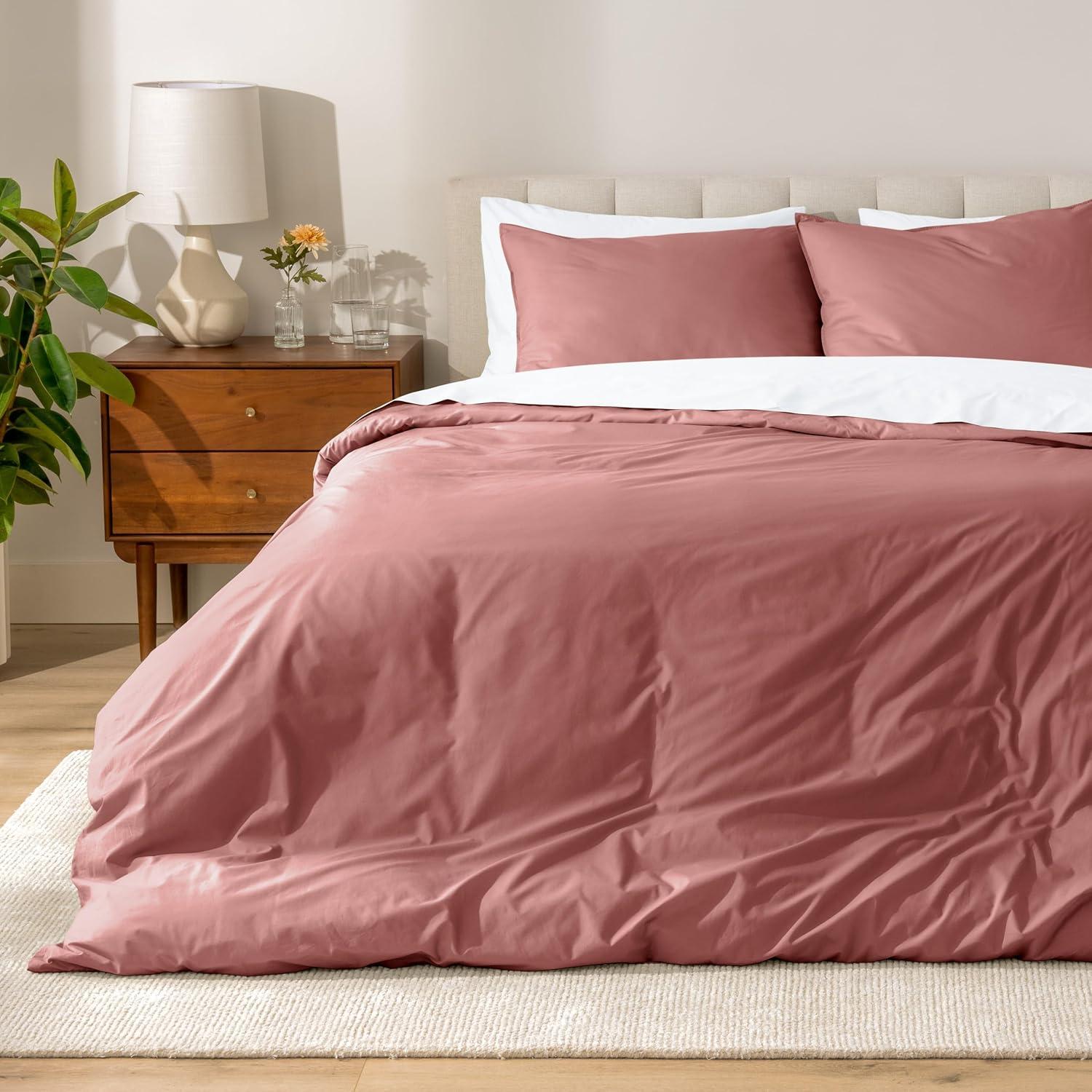imageBare Home Apartment Ready Organic Cotton Percale Duvet Bundle  Twin XL  7 Pieces Including Duvet Cover Set with Insert Sheet Set ampamp Mattress Pad  Lightweight ampamp Breathable  Twin XL Dusty Purple11  Dusty Rose