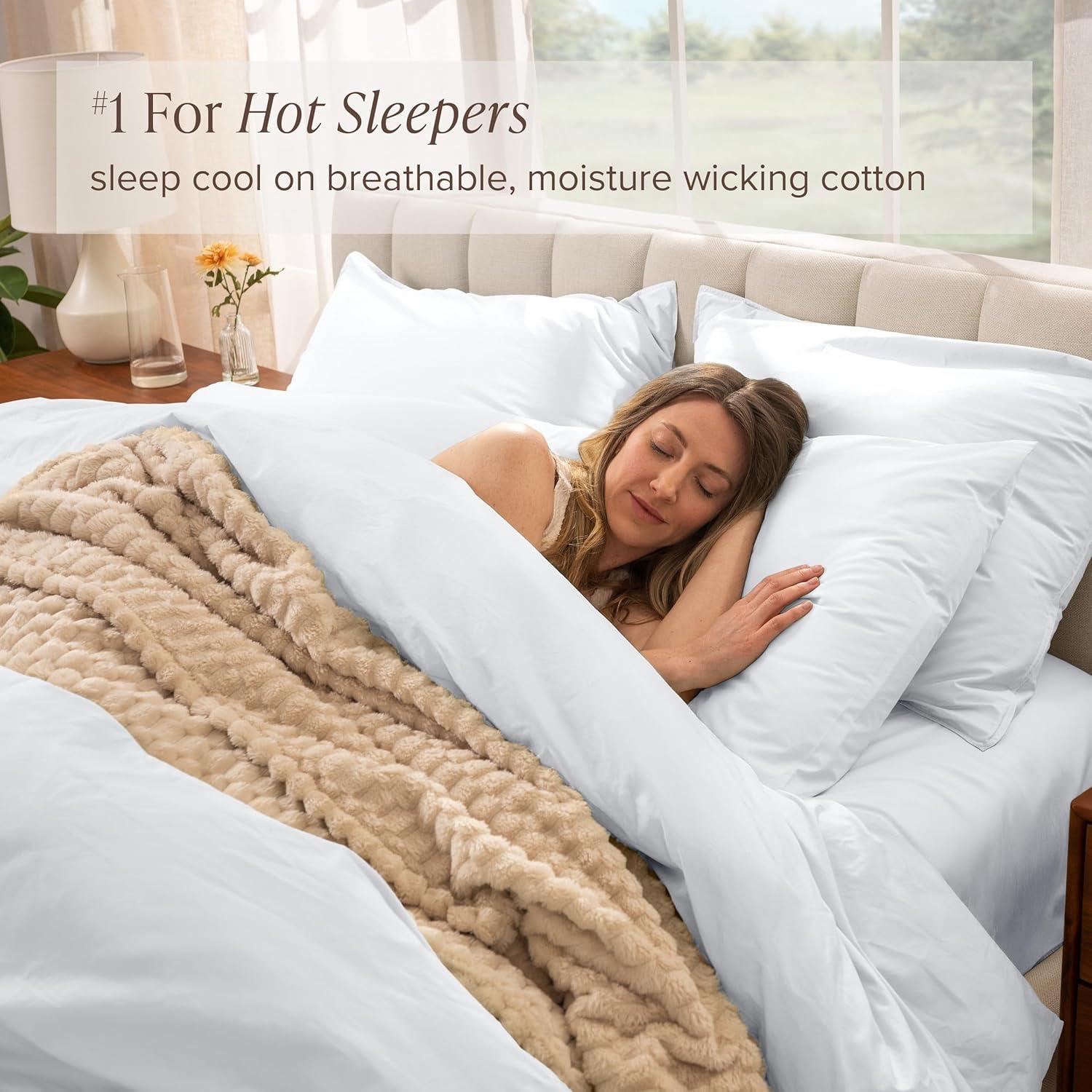 imageBare Home Apartment Ready Organic Cotton Percale Duvet Bundle  Twin XL  7 Pieces Including Duvet Cover Set with Insert Sheet Set ampamp Mattress Pad  Lightweight ampamp Breathable  Twin XL Dusty Purple01  White