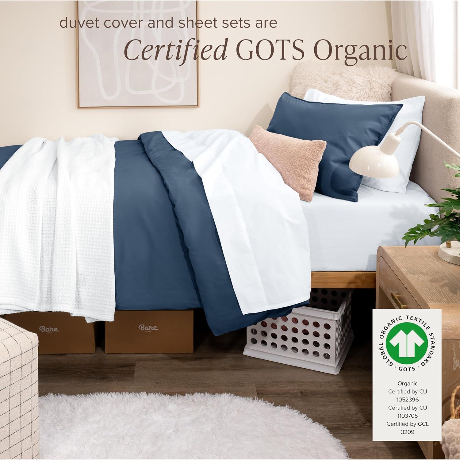 imageBare Home Apartment Ready Organic Cotton Percale Duvet Bundle  Twin XL  7 Pieces Including Duvet Cover Set with Insert Sheet Set ampamp Mattress Pad  Lightweight ampamp Breathable  Twin XL Dusty Purple06  Bering Sea