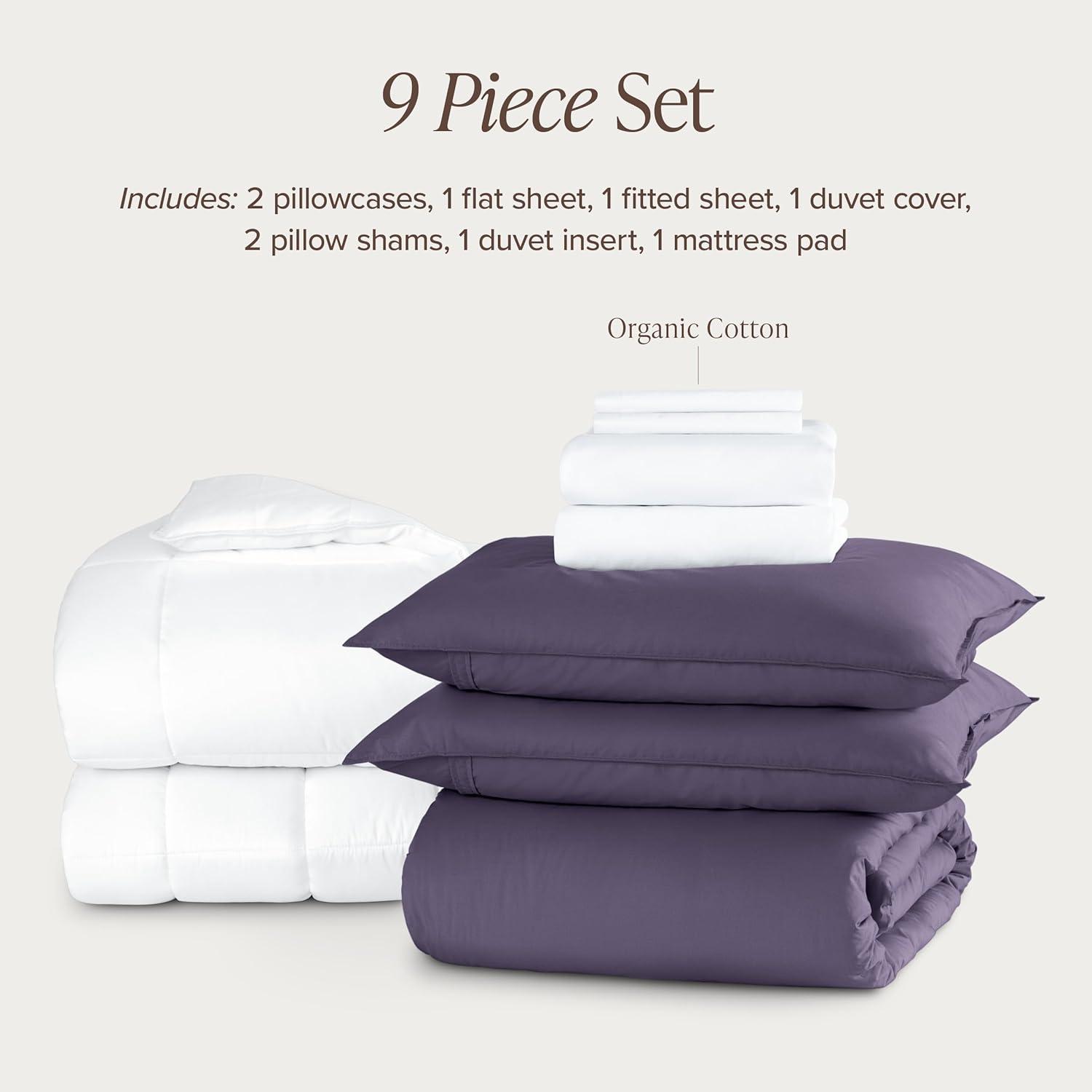 imageBare Home Apartment Ready Organic Cotton Percale Duvet Bundle  Twin XL  7 Pieces Including Duvet Cover Set with Insert Sheet Set ampamp Mattress Pad  Lightweight ampamp Breathable  Twin XL Dusty Purple10  Dusty Purple