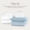 imageBare Home Apartment Ready Organic Cotton Percale Duvet Bundle  Twin XL  7 Pieces Including Duvet Cover Set with Insert Sheet Set ampamp Mattress Pad  Lightweight ampamp Breathable  Twin XL Dusty Purple08  Winter Blue