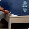 imageBare Home Fitted Bottom Sheet Queen  Dual Pocket  Premium 1800 Microfiber  UltraSoft Wrinkle Free  Deep Pocket Queen GreyDark Blue