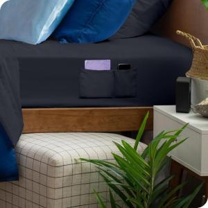 imageBare Home Fitted Bottom Sheet Queen  Dual Pocket  Premium 1800 Microfiber  UltraSoft Wrinkle Free  Deep Pocket Queen GreyBlack