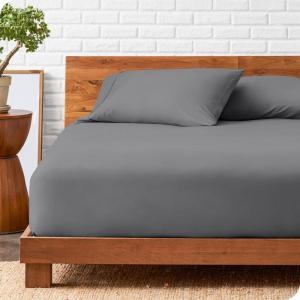 imageBare Home Fitted Sheet  Pillowcase Set  Luxury 1800 UltraSoft Microfiber  Double Brushed  Deep Pockets  Easy Fit  Fitted Sheet and Pillowcases Split King Grey