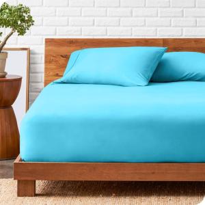 imageBare Home Fitted Sheet  Pillowcase Set  Luxury 1800 UltraSoft Microfiber  Double Brushed  Deep Pockets  Easy Fit  Fitted Sheet and Pillowcases Twin XL Aqua