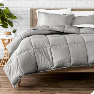 imageBare Home Flannel Duvet Set with Comforter Set Bundle TwinTwin XL Light Grey