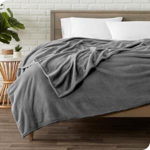 imageBare Home Flannel Sheet Set with Microplush Fleece Blanket Bundle Queen Grey