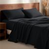 imageBare Home Twin Flannel Sheet Set 100 Cotton Velvety Soft Heavyweight  Double Brushed Flannel  Deep Pocket Twin Black