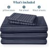 imageBare Home Twin XL Sheet Set  1800 UltraSoft Microfiber Twin Extra Long Sheets  Double Brushed  Deep Pockets  Easy Fit  Soft  3 Piece Set  Bed Sheets Twin XL Heathered Dark Blue27  Pinstripe  MidnightWhite