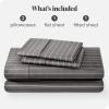 imageBare Home Twin XL Sheet Set  1800 UltraSoft Microfiber Twin Extra Long Sheets  Double Brushed  Deep Pockets  Easy Fit  Soft  3 Piece Set  Bed Sheets Twin XL Heathered Dark Blue26  Pinstripe  GreyWhite