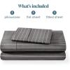 imageBare Home Twin XL Sheet Set  1800 UltraSoft Microfiber Twin Extra Long Sheets  Double Brushed  Deep Pockets  Easy Fit  Soft  3 Piece Set  Bed Sheets Twin XL Heathered Dark Blue26  Pinstripe  GreyWhite