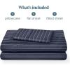 imageBare Home Twin XL Sheet Set  1800 UltraSoft Microfiber Twin Extra Long Sheets  Double Brushed  Deep Pockets  Easy Fit  Soft  3 Piece Set  Bed Sheets Twin XL Heathered Dark Blue27  Pinstripe  MidnightWhite