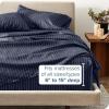 imageBare Home Twin XL Sheet Set  1800 UltraSoft Microfiber Twin Extra Long Sheets  Double Brushed  Deep Pockets  Easy Fit  Soft  3 Piece Set  Bed Sheets Twin XL Heathered Dark Blue27  Pinstripe  MidnightWhite