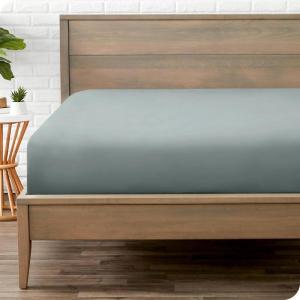 imageBare Home Fitted Bottom Sheet Queen  Premium 1800 Microfiber  UltraSoft Wrinkle Free  Deep Pocket  Fitted Sheet Queen Light Grey18  Sea Spray