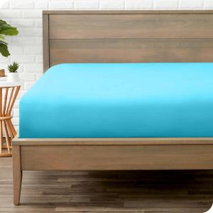 imageBare Home Fitted Bottom Sheet Queen  Premium 1800 Microfiber  UltraSoft Wrinkle Free  Deep Pocket  Fitted Sheet Queen Light Grey21  Aqua