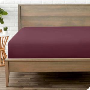 imageBare Home Fitted Bottom Sheet Queen  Premium 1800 Microfiber  UltraSoft Wrinkle Free  Deep Pocket  Fitted Sheet Queen Light Grey29  Burgundy