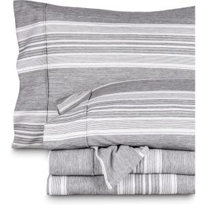 imageBare Home Twin XL Sheet Set  1800 UltraSoft Microfiber Twin Extra Long Sheets  Double Brushed  Deep Pockets  Easy Fit  Soft  3 Piece Set  Bed Sheets Twin XL Heathered Dark Blue33  Heathered Charcoal  Stripe