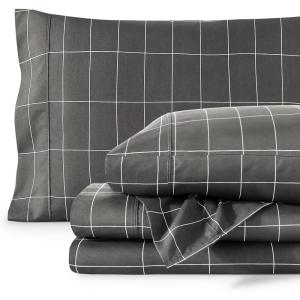 imageBare Home Twin XL Sheet Set  1800 UltraSoft Microfiber Twin Extra Long Sheets  Double Brushed  Deep Pockets  Easy Fit  Soft  3 Piece Set  Bed Sheets Twin XL Heathered Dark Blue17  Grid  GreyWhite