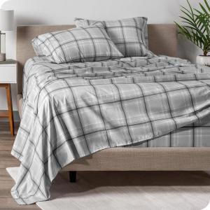 imageBare Home Twin XL Sheet Set  1800 UltraSoft Microfiber Twin Extra Long Sheets  Double Brushed  Deep Pockets  Easy Fit  Soft  3 Piece Set  Bed Sheets Twin XL Heathered Dark Blue12  Tartan Plaid