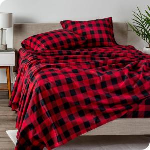 imageBare Home Twin XL Sheet Set  1800 UltraSoft Microfiber Twin Extra Long Sheets  Double Brushed  Deep Pockets  Easy Fit  Soft  3 Piece Set  Bed Sheets Twin XL Heathered Dark Blue15  Buffalo Plaid  RedBlack