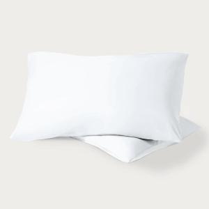 imageBare Home 100 Organic Cotton StandardQueen Pillowcase Set  Crisp Percale Weave  Pillowcases 2 Pack  Lightweight ampamp Breathable Standard Pillowcase Set of 2 Winter Blue01  White