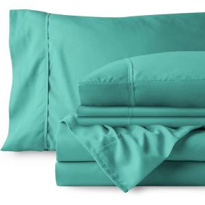 image:imageBare Home Bedding Bundle  6 Piece Microfiber Sheet Set with 4 Pillowcases King Turquoise