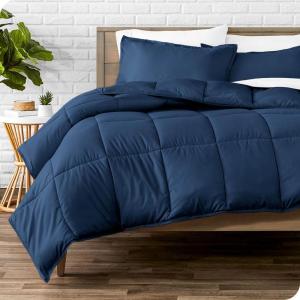 image:imageBare Home Flannel Sheet Set with Comforter Set Bundle Queen Dark Blue