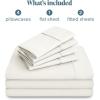 image:imageBare Home Hotel Luxury Split King Sheet Set Extra Soft  7 Piece Set  Deep Pockets  Easy Fit  Cooling amp Breathable  Wrinkle Fade Stain Resistant  Includes 4 Pillowcases Split King Cream