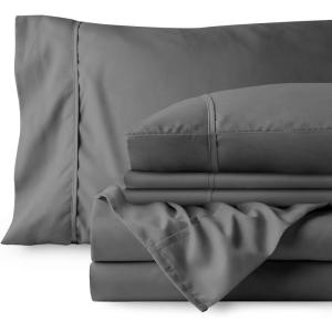 image:imageBare Home Bedding Bundle  4 Piece Microfiber Sheet Set with 2 Pillowcases Twin Grey