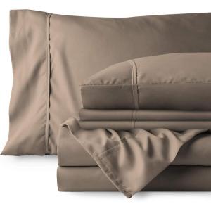 image:imageBare Home Bedding Bundle  4 Piece Microfiber Sheet Set with 2 Pillowcases Twin XL Taupe