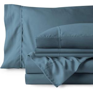 image:imageBare Home Bedding Bundle  6 Piece Microfiber Sheet Set with 4 Pillowcases Queen Coronet Blue