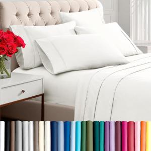 image:imageBare Home Hotel Luxury Split King Sheet Set Extra Soft  7 Piece Set  Deep Pockets  Easy Fit  Cooling amp Breathable  Wrinkle Fade Stain Resistant  Includes 4 Pillowcases Split King Cream