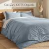 image:imageBare Home 100 Organic Cotton Full Duvet Cover Set  Crisp Percale Weave  Lightweight amp Breathable  Cooling Duvet Cover Set Full White07  Dusty Blue No Comforter