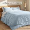 image:imageBare Home 100 Organic Cotton Full Duvet Cover Set  Crisp Percale Weave  Lightweight amp Breathable  Cooling Duvet Cover Set Full White08  Winter Blue No Comforter