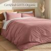 image:imageBare Home 100 Organic Cotton Full Duvet Cover Set  Crisp Percale Weave  Lightweight amp Breathable  Cooling Duvet Cover Set Full White11  Dusty Rose No Comforter