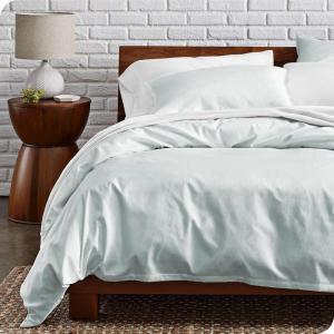 image:imageBare Home 100 Organic Cotton Full Duvet Cover Set  Crisp Percale Weave  Lightweight amp Breathable  Cooling Duvet Cover Set Full White08  Winter Blue No Comforter