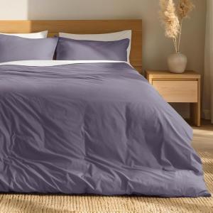 image:imageBare Home 100 Organic Cotton Full Duvet Cover Set  Crisp Percale Weave  Lightweight amp Breathable  Cooling Duvet Cover Set Full White10  Dusty Purple No Comforter